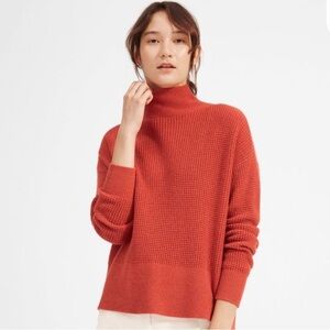 EVERLANE Cashmere waffle knit sweater orange EUC Small